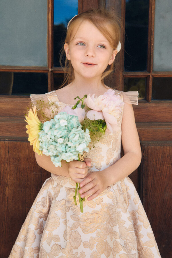 robe fille ceremonie GAIA jacquard dorè