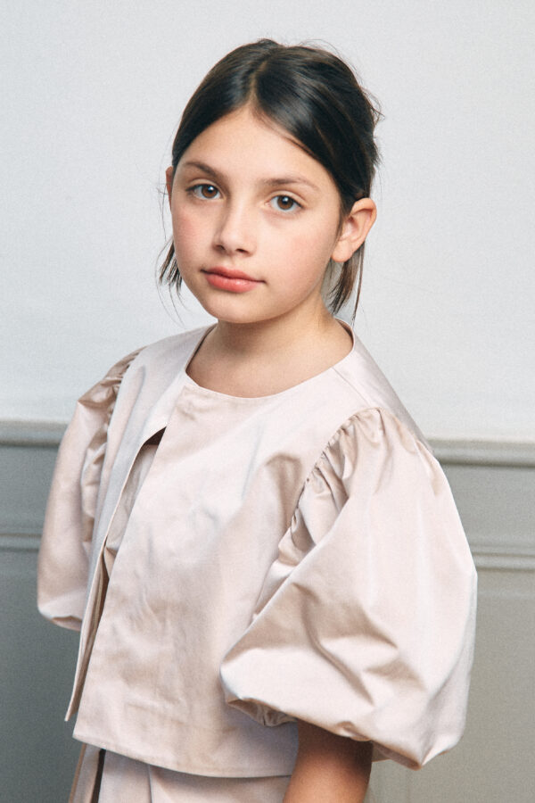 veste fille cérémonie rose soie