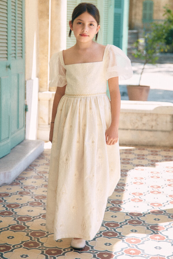 robe longue fille ceremonie offwhite