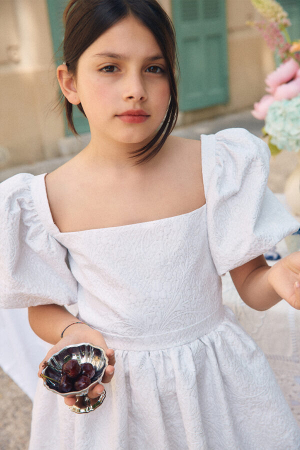 robe fille bouti blanc manches ballon